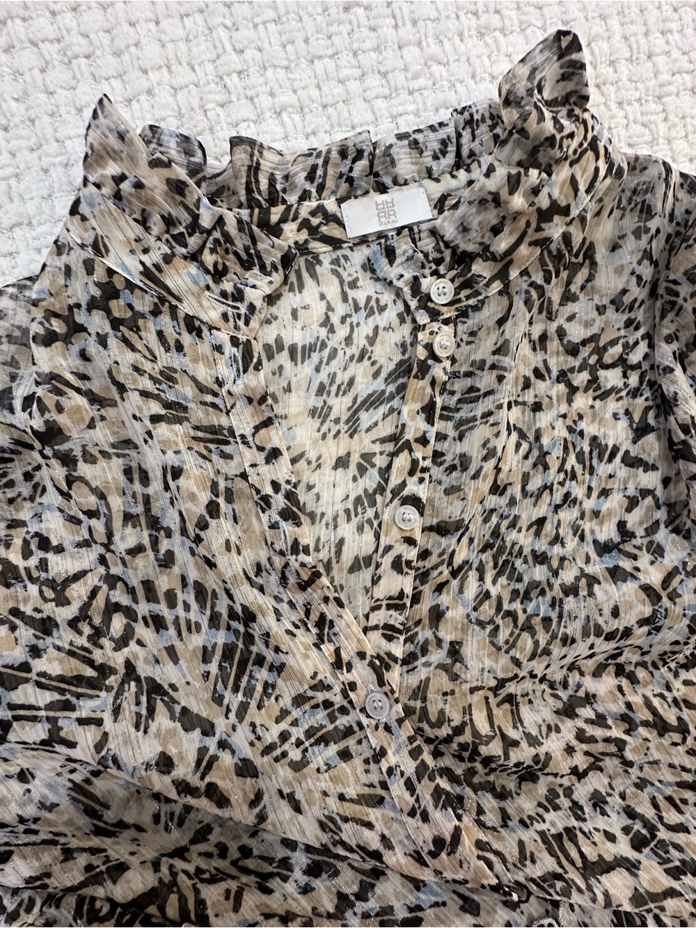 RIANI Luxury Leopard Print Midi Dress - Metallic Silver Detail - Size 12 / DE 42 - Picture 9 of 16